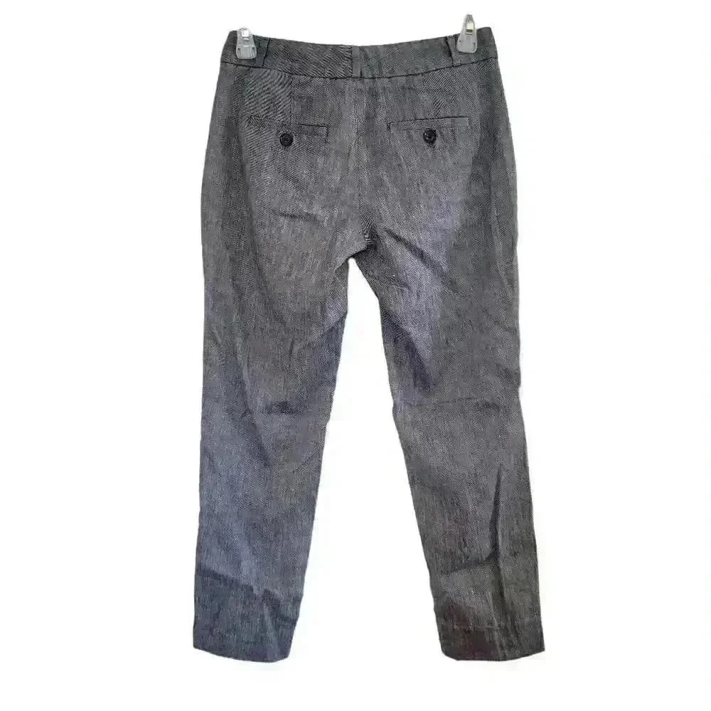 Banana Republic Avery Fit Women's Blue/White Twill Linen/Cotton/Spandex Pants